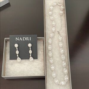 Nadri Silver Necklace and Earring Set